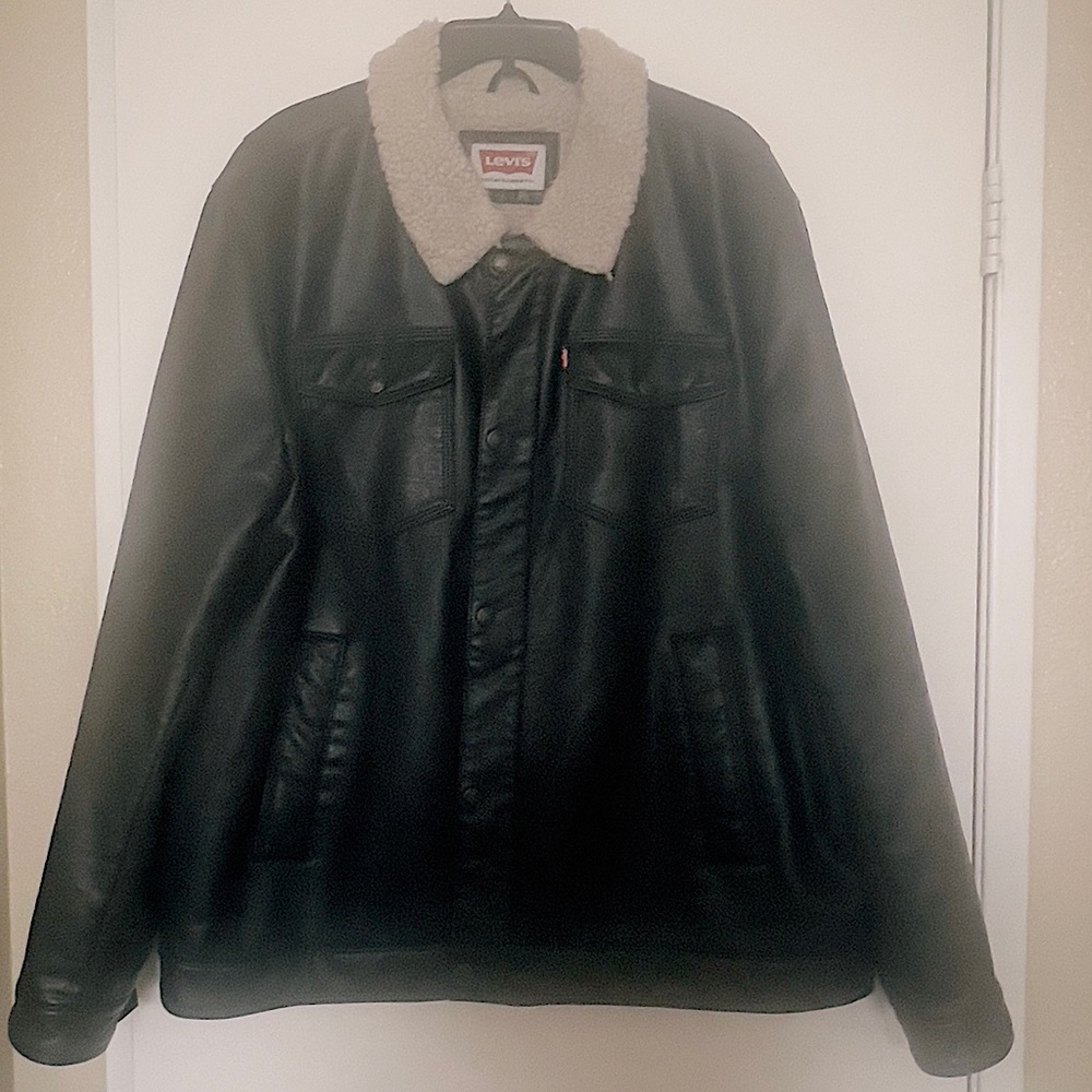 Mens Levi’s Faux Leather Bomber Jacket XXL